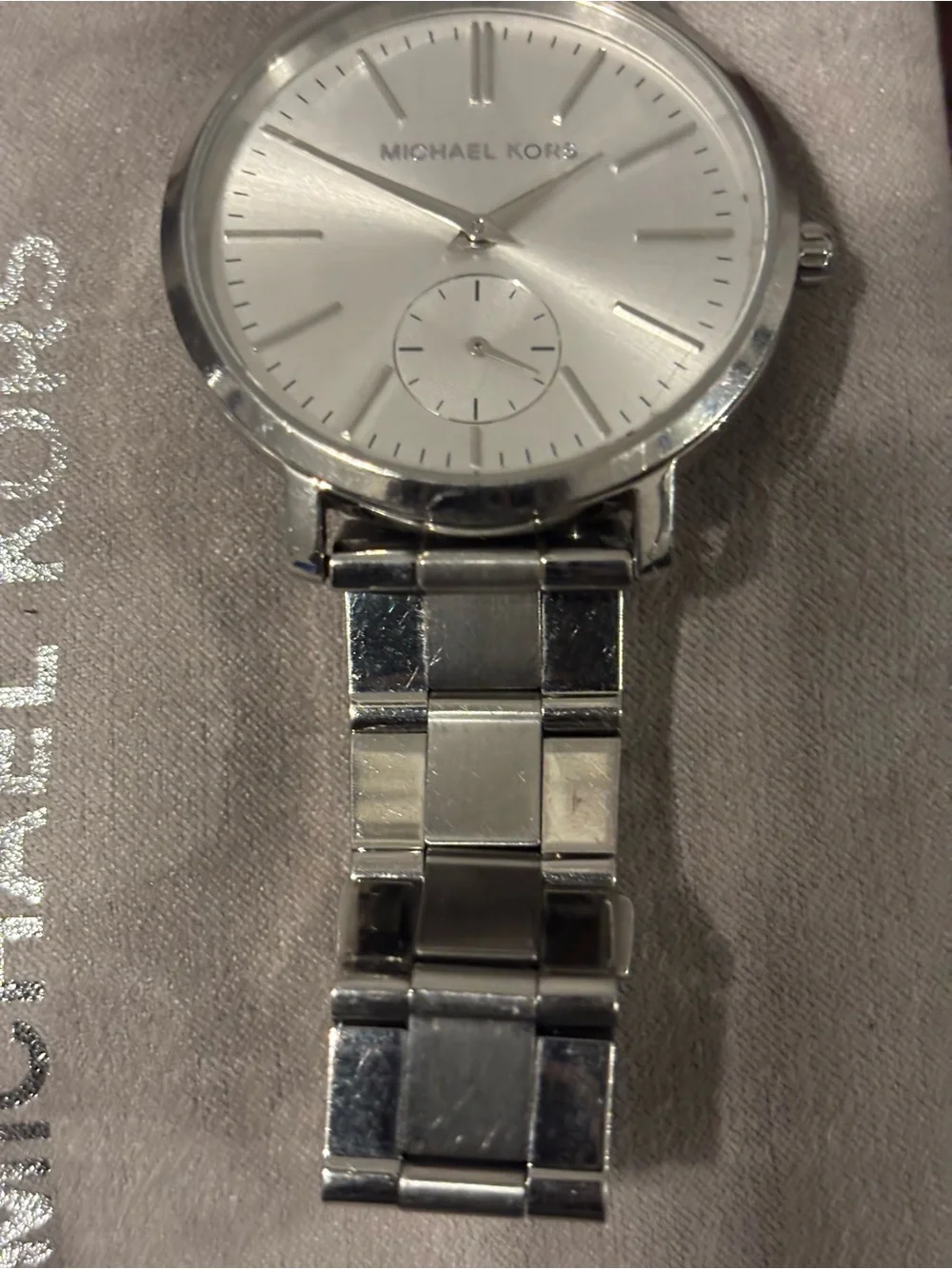 Michael Kors Women Silver-Tone Stainless Steel Watch, MK3499-Needs Battery.